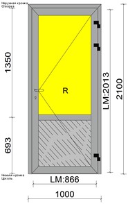 Дверь наружная алюминиевая ДН А Ч2 21-10 W62