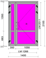 Дверь наружная алюминиевая ДН А О2 21-14 W62