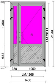Дверь наружная алюминиевая ДН А Ч2 21-14 W62