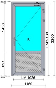 Дверь внутренняя алюминиевая ДВ А Ч1 22-12 C48