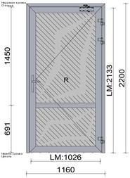 Дверь внутренняя алюминиевая ДВ А Г 22-12 C48