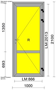 Дверь наружная ПВХ ДН П О2 21-10
