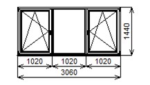 Окно ПВХ 3060х1440 П/О Wintech