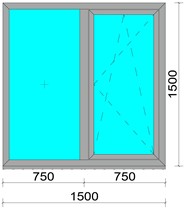 Окно алюминиевое ОА 1500х1500 П/О W72