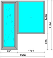 Балконная рама БД А 2170х1970 W62