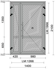 Дверь наружная алюминиевая ДН А Г 21-14 W72